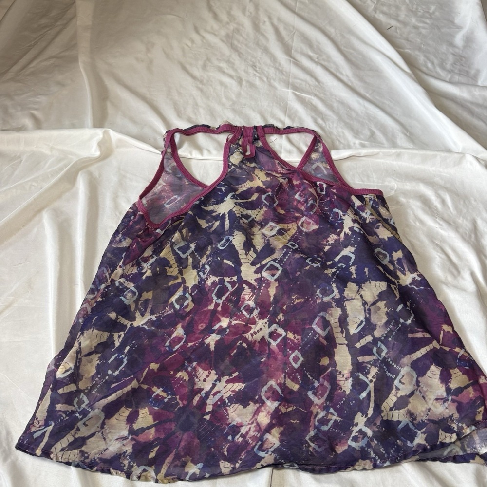 Xhilaration Purple Abstract Sheer Tank Top Racerback Flowy Size L - Picture 2 of 5